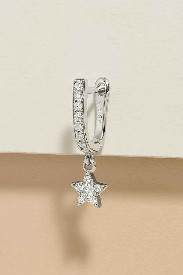 Hanging star sterling silver earring