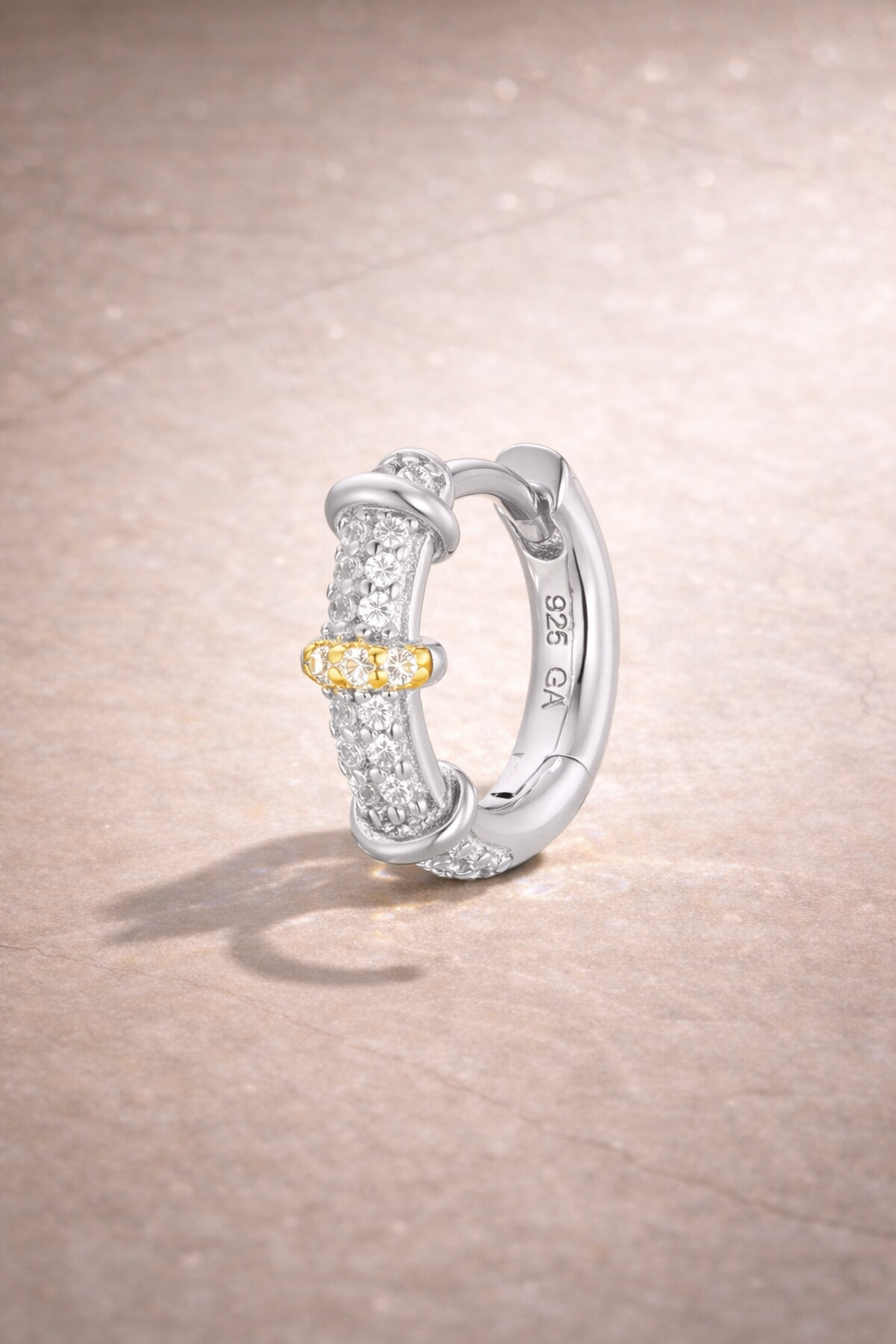 Huda Two-Tone Pavé Cross-Bar Huggie