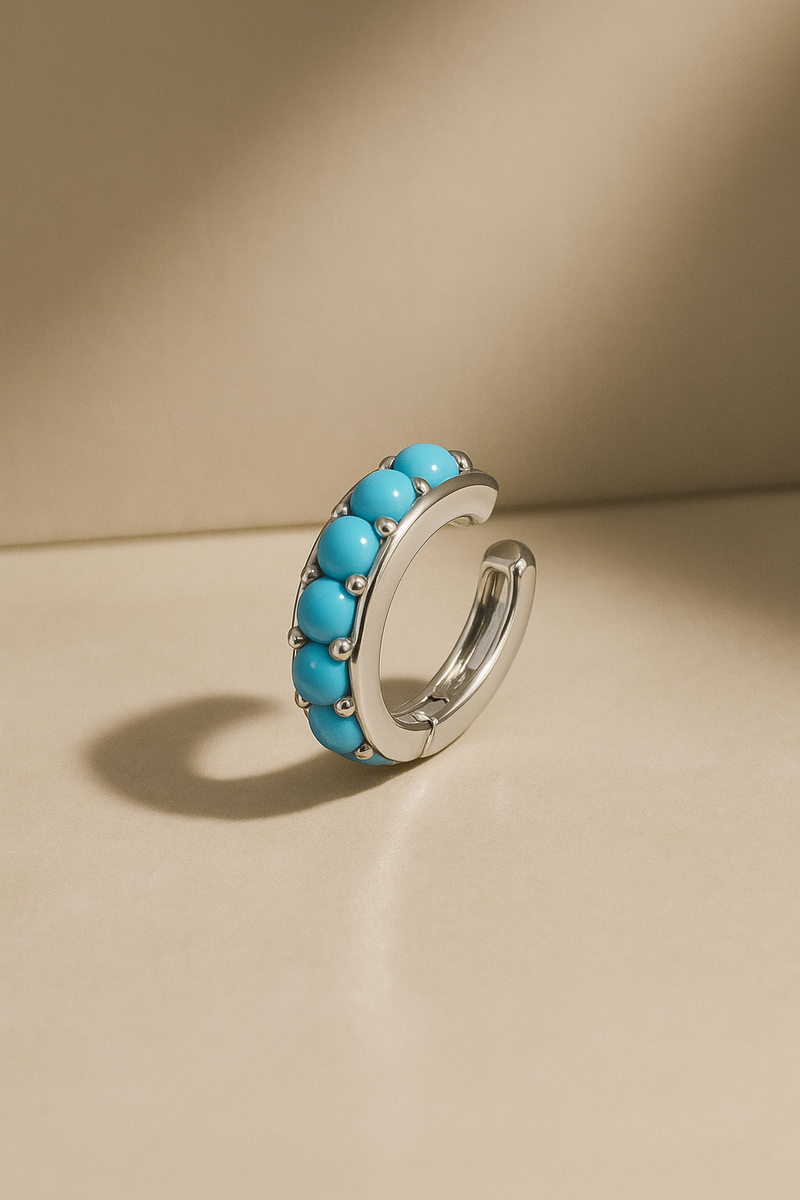 Jumbo turquoise stones sterling silver ear cuff