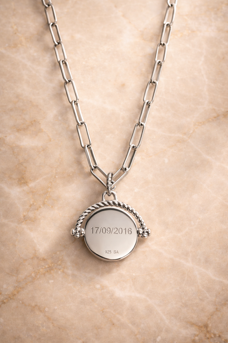 Konstantinato Speira Silver Engravable Necklace