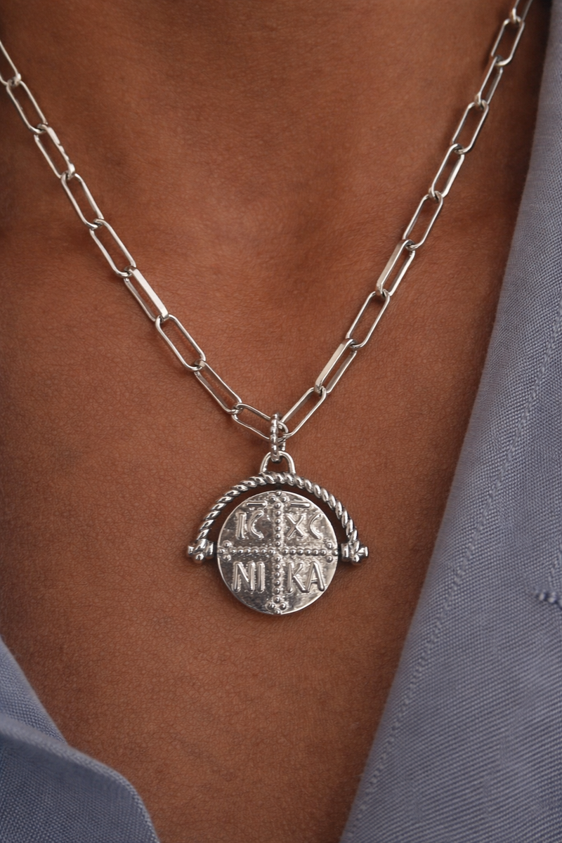 Konstantinato Speira Silver Engravable Necklace