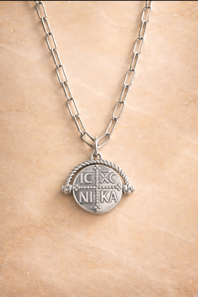 Konstantinato Speira Silver Engravable Necklace