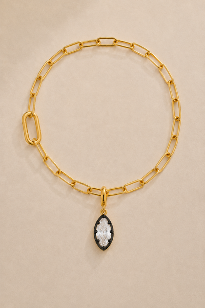 Vittoria Marquise Large Link Bracelet / Anklet – Black/Gold