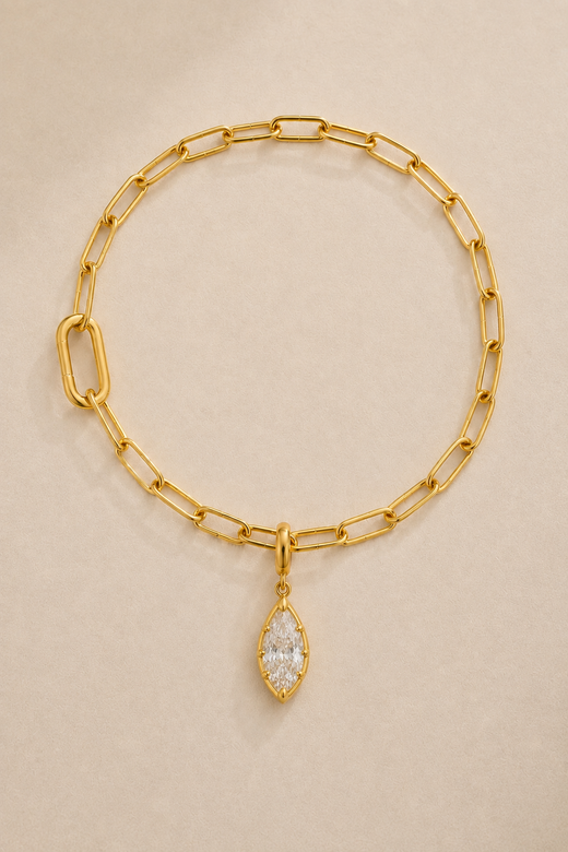 Vittoria Marquise Paperclip Bracelet / Anklet – Gold