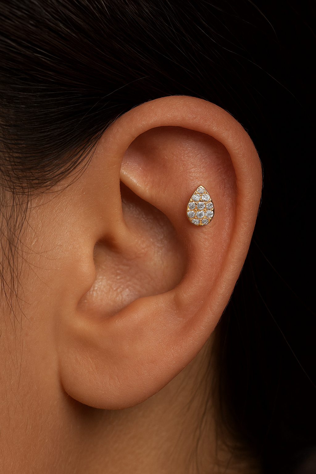 Lacrima Pave Gold Vermeil Stud Earring (ball screw) model