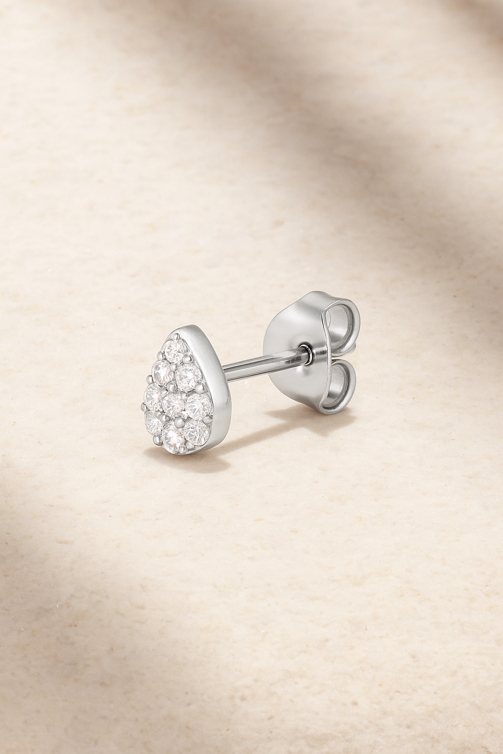 Lacrima Pave Silver Stud Earring