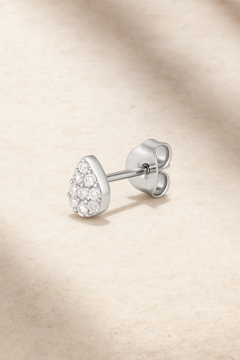 Lacrima Pave Silver Stud Earring