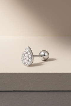 Lacrima Pave Silver Stud Earring (ball screw)