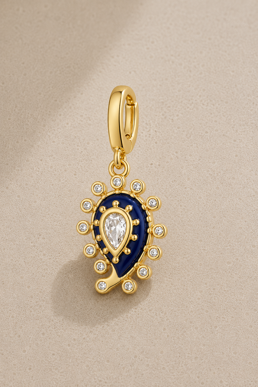 Lapis Paisley Evil Eye Gold Hook Charm