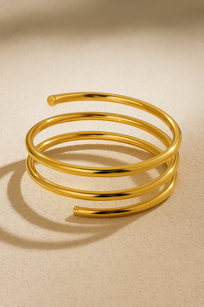 Large Coil Gold Plated Bangle