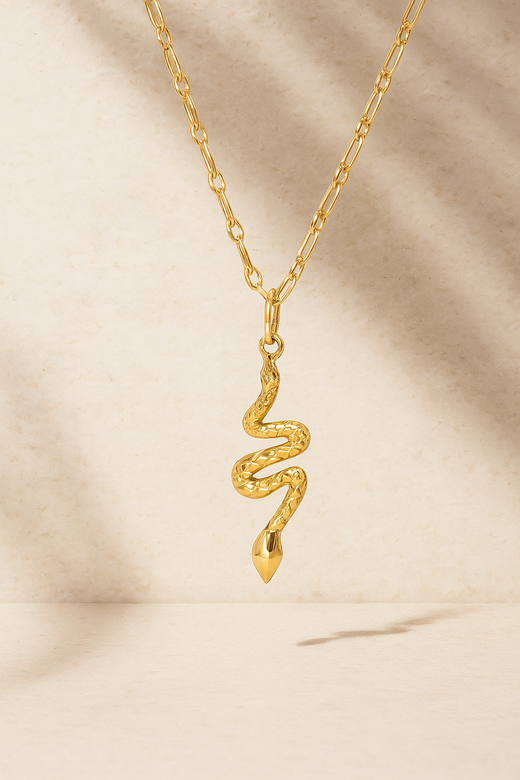 Large Snake Gold Vermeil Necklace
