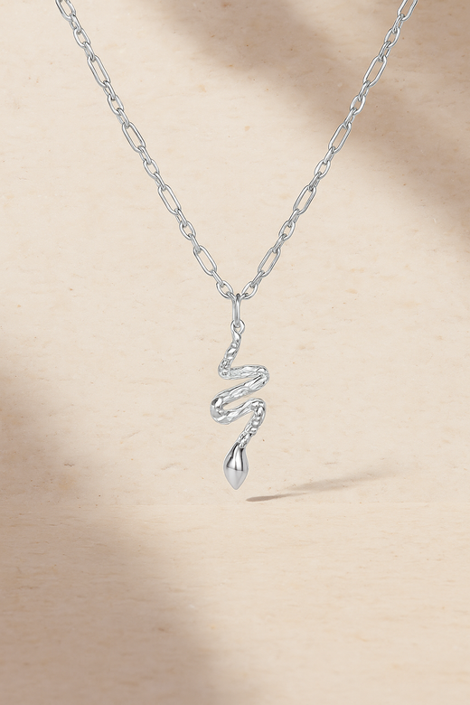Large Snake Silver Necklace