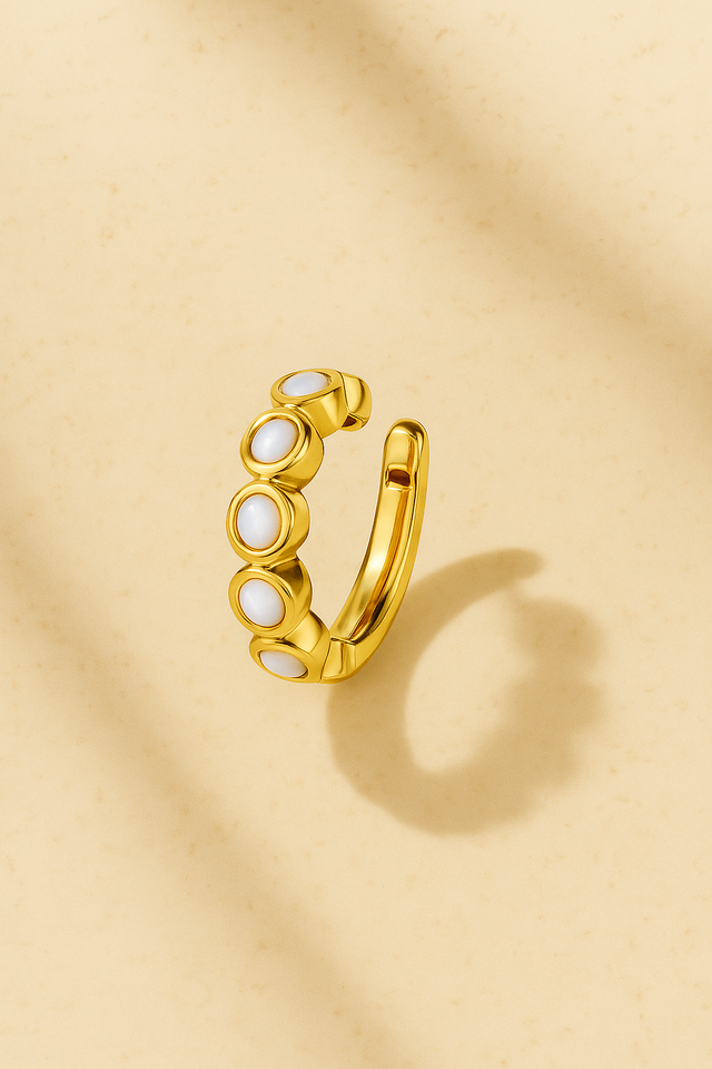 Large gold vermeil opal ear cuff