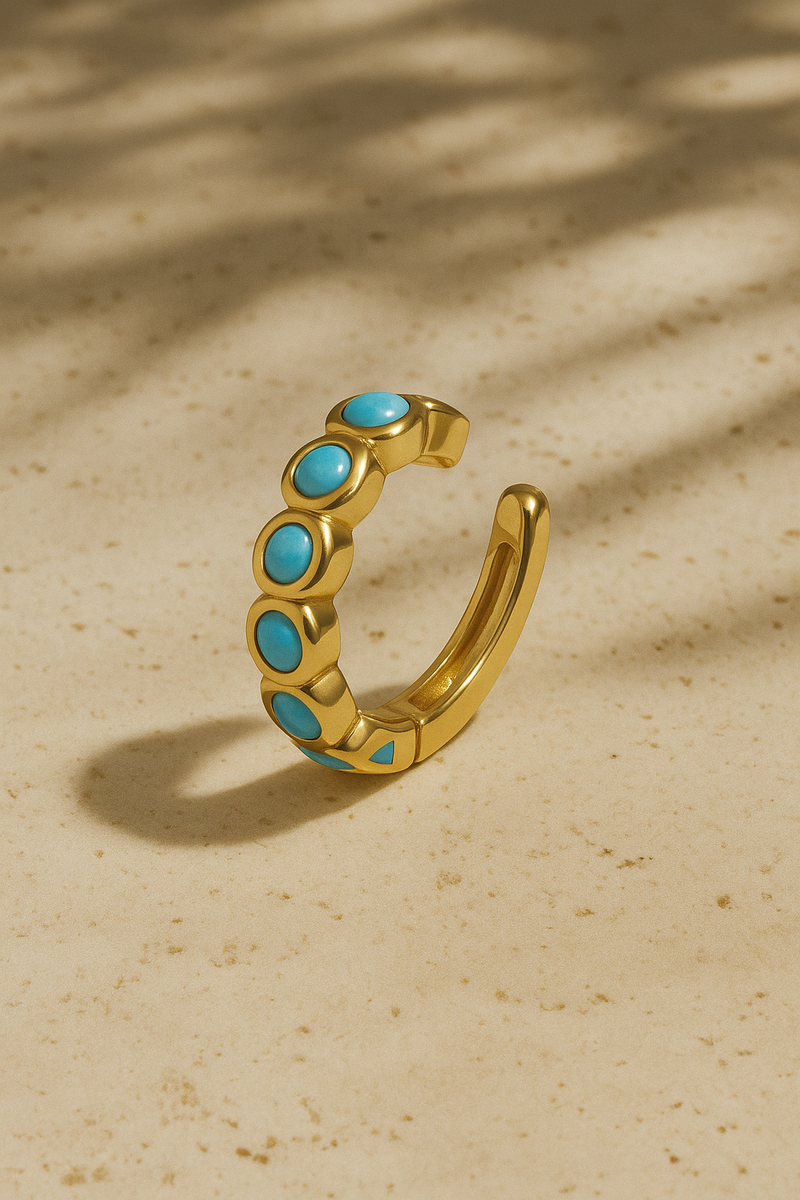 Large gold vermeil turquoise ear cuff
