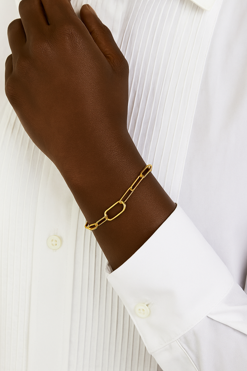 Large link anklet/bracelet gold plated model