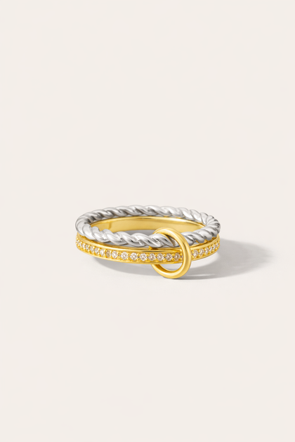 Livia Speira Double Band Pavé Ring – Two Tone