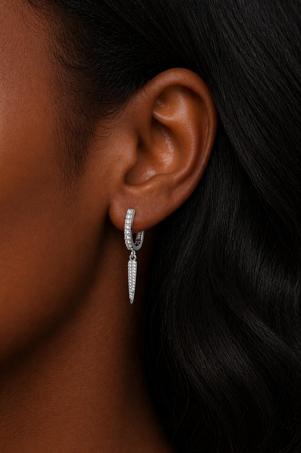 Long Spear silver drop earring
