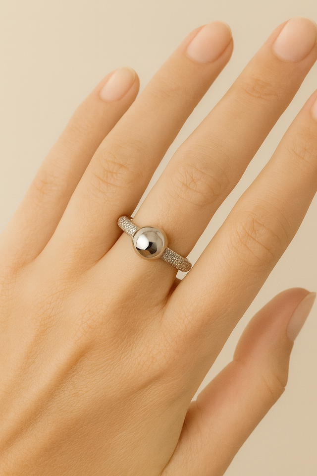 Lumi Inverse Silver Ring down 