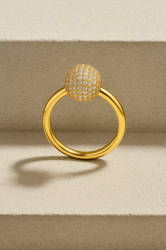 Lumi pave gold bead ring