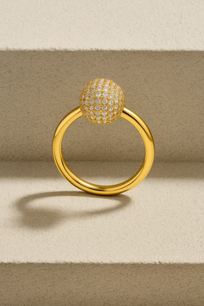 Lumi pave gold bead ring