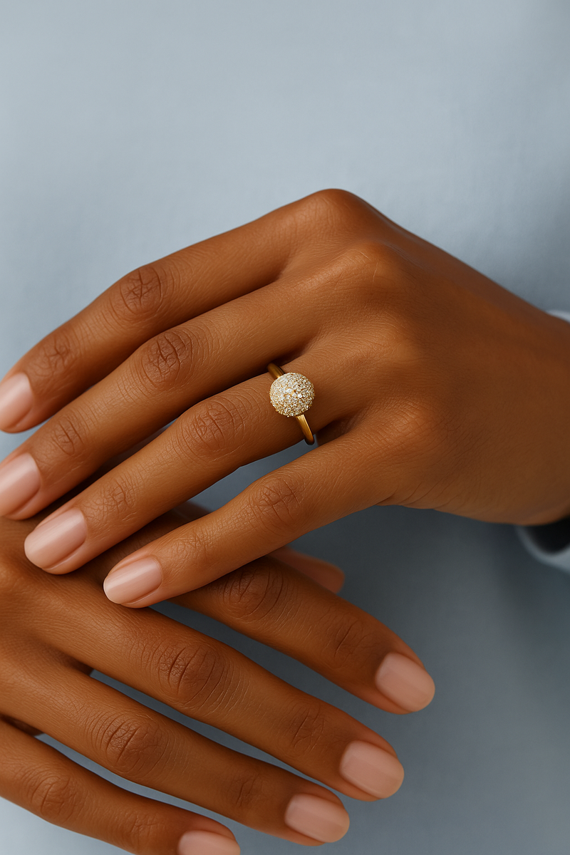 Lumi pave gold bead ring