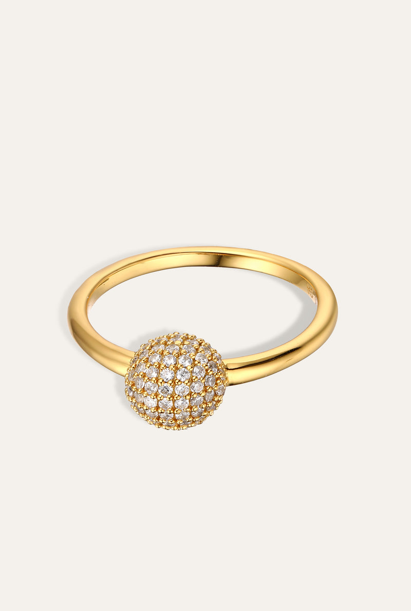 Lumi pave gold bead ring white