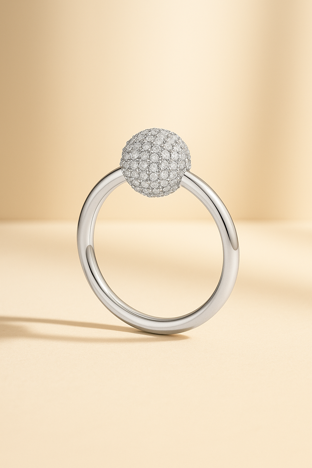 Lumi pave silver bead ring silver 