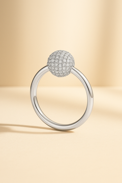 Lumi pave silver bead ring silver 