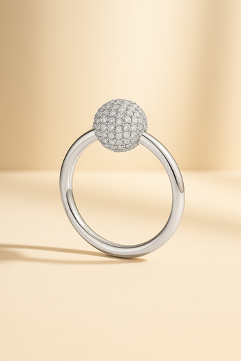 Lumi pave silver bead ring