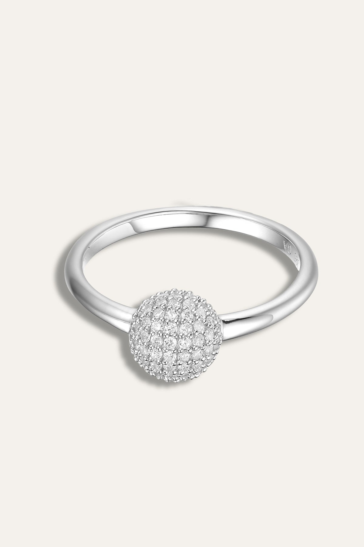 Lumi pave silver bead ring  white