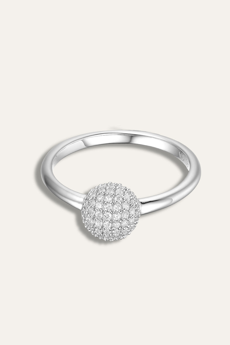 Lumi pave silver bead ring  white