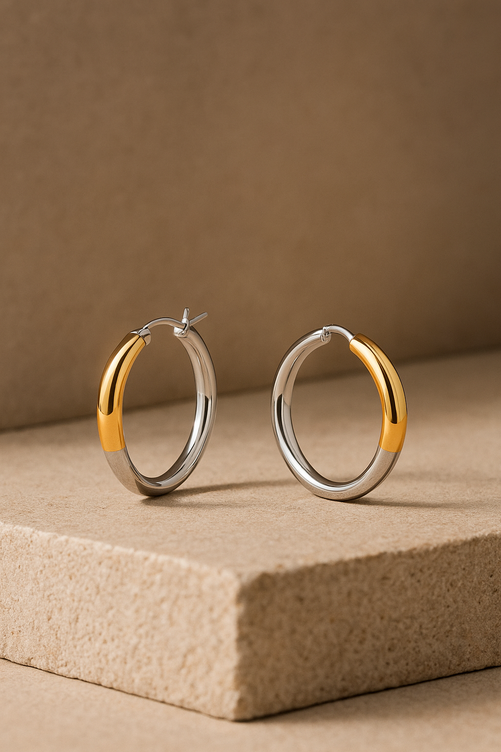 Luna 3cm Mixed Metal Hoop Earrings