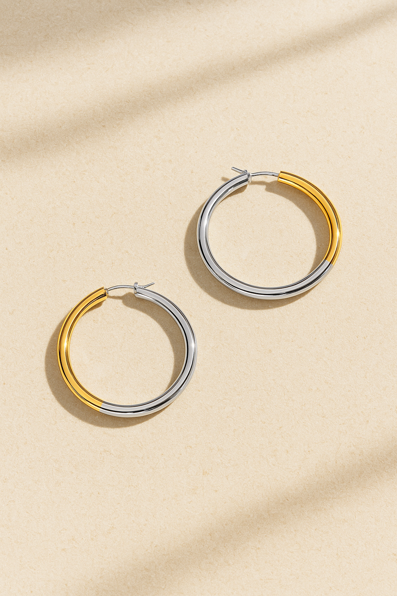 Luna 4cm Mixed Metal Hoop Earrings