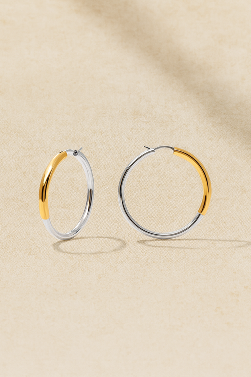 Shop Gold Hoop Earrings - Two Tone Oval Hoops - Zoran Designs Jewelry Shop Gold Hoop Earrings - Two Tone Oval Hoops - Zoran Designs Jewelry