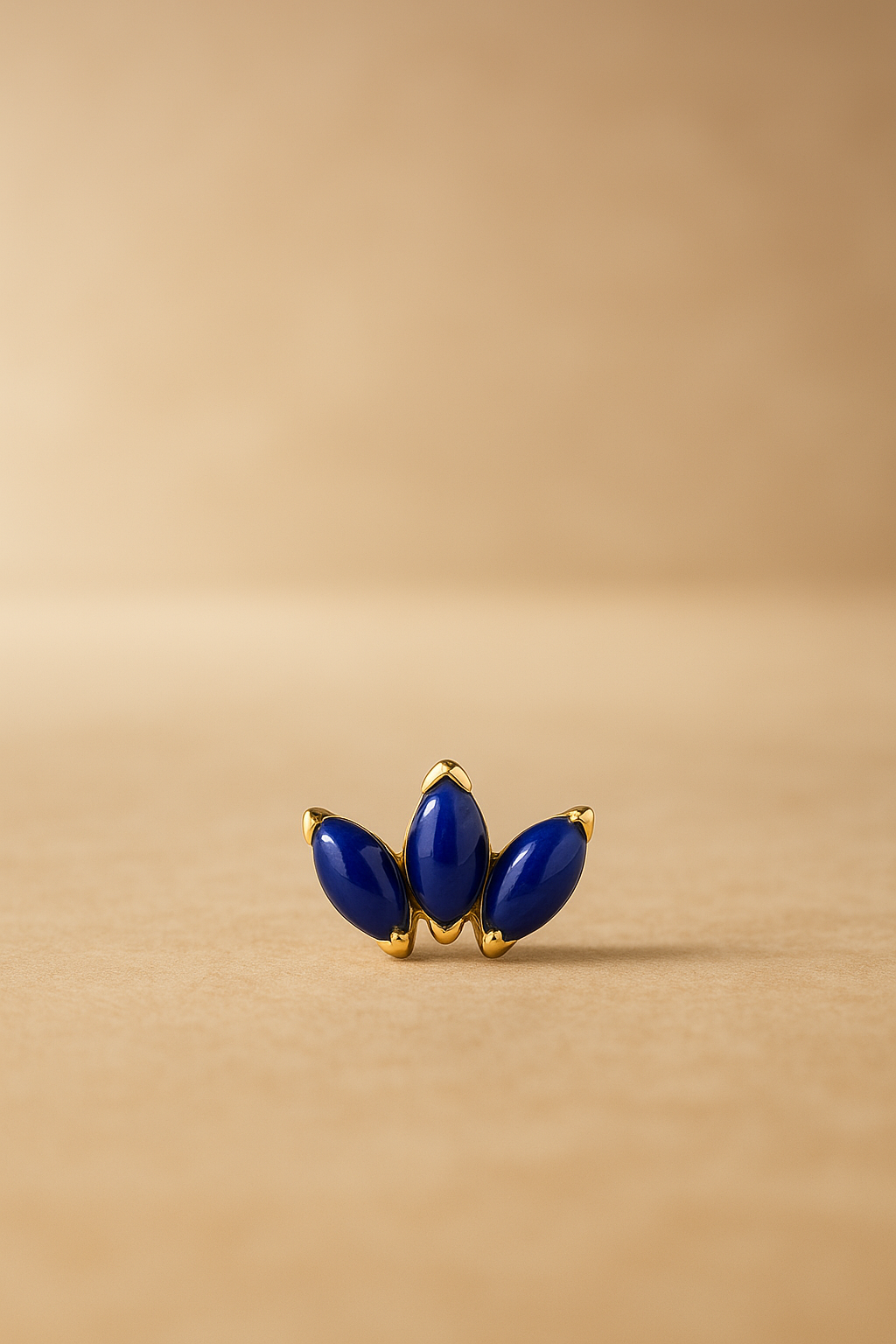 Marquise Fan lapis gold vermeil stud (ball screw)