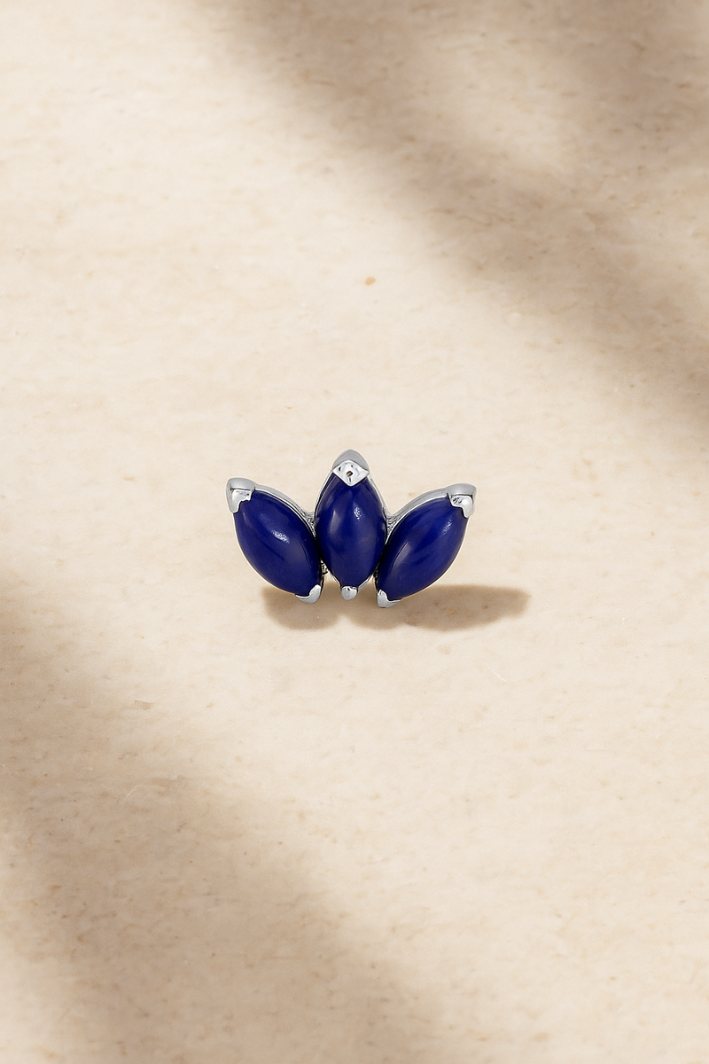 Marquise Fan lapis sterling silver stud