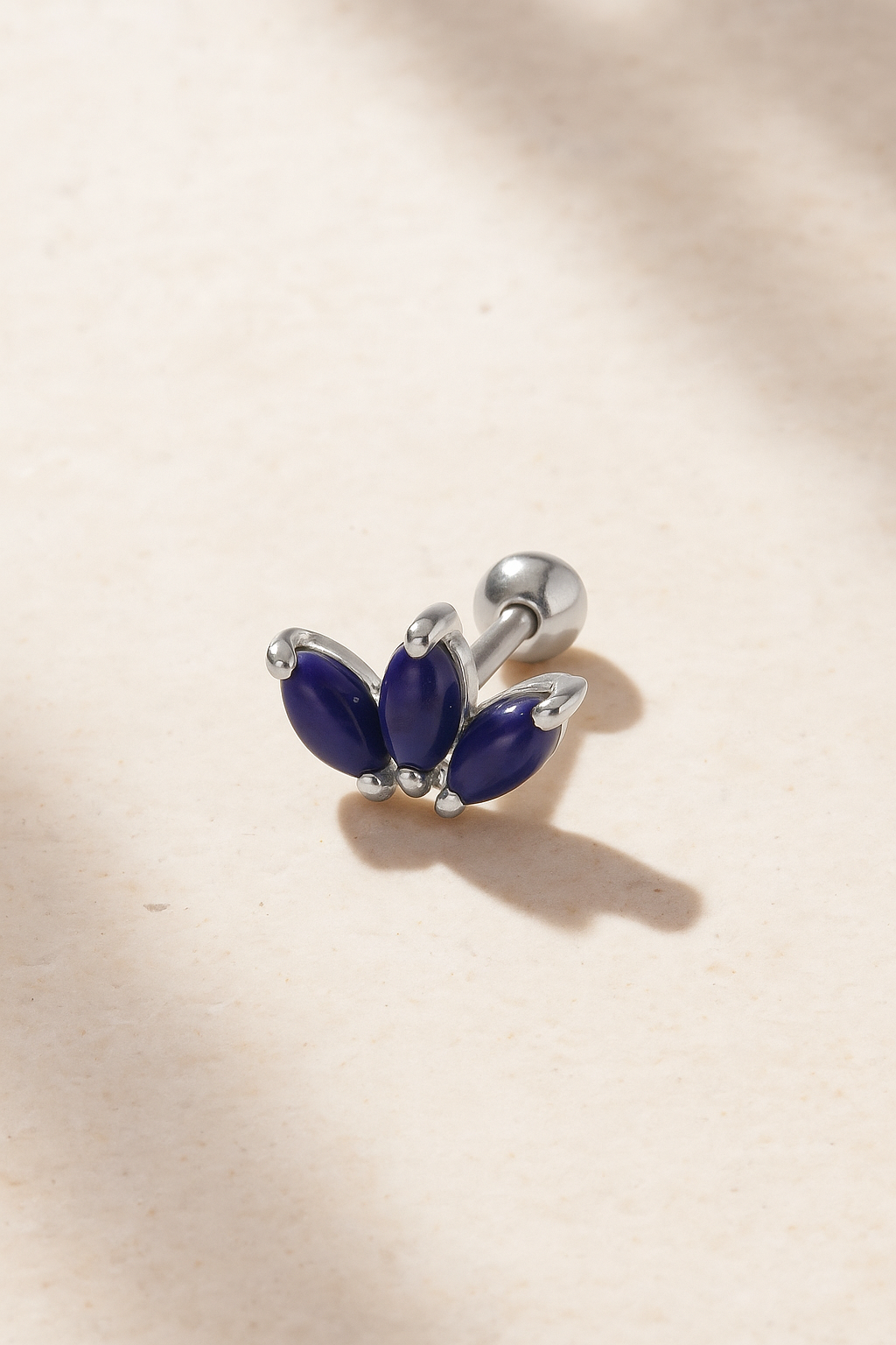 Marquise Fan lapis sterling silver stud (ball screw)