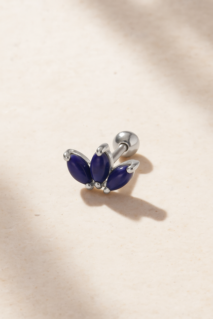 Marquise Fan lapis sterling silver stud (ball screw)