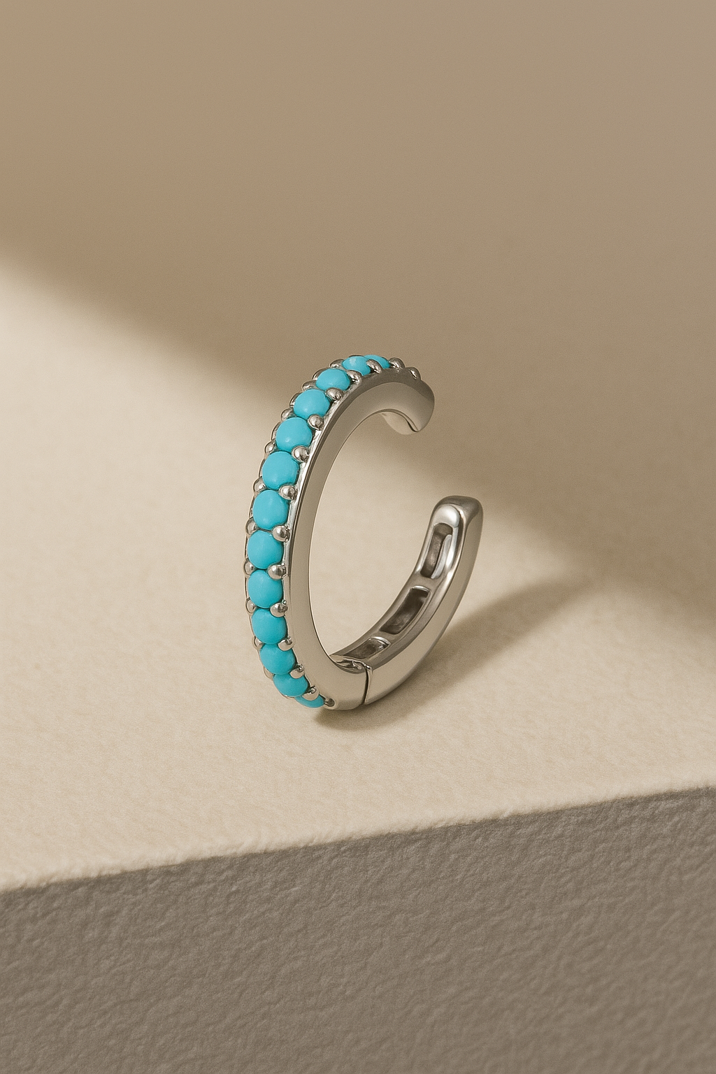 Medium sterling silver turquoise earcuff