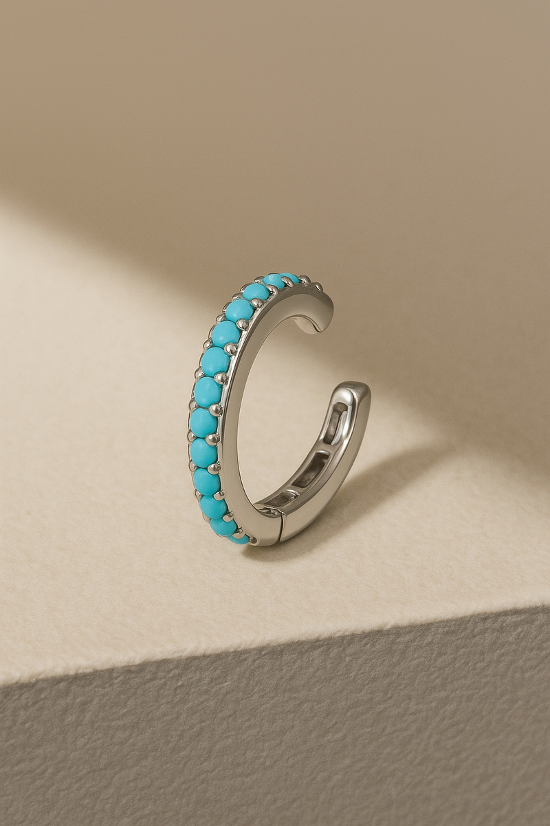 Medium sterling silver turquoise earcuff