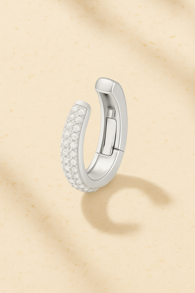 Mina Pavé Cuff Earring – Silver