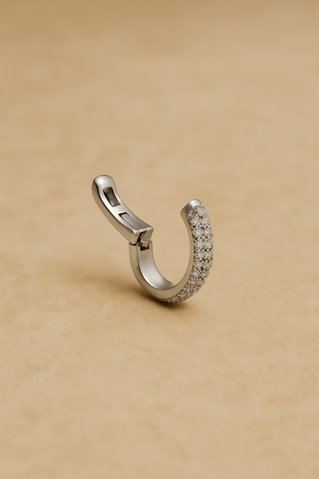 Mina Pavé Cuff Earring silver hinged ear cuff open view