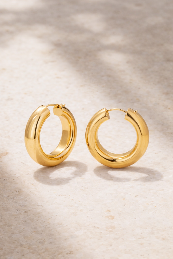 Mini Darla gold hoop earrings chunky lightweight statement hoops