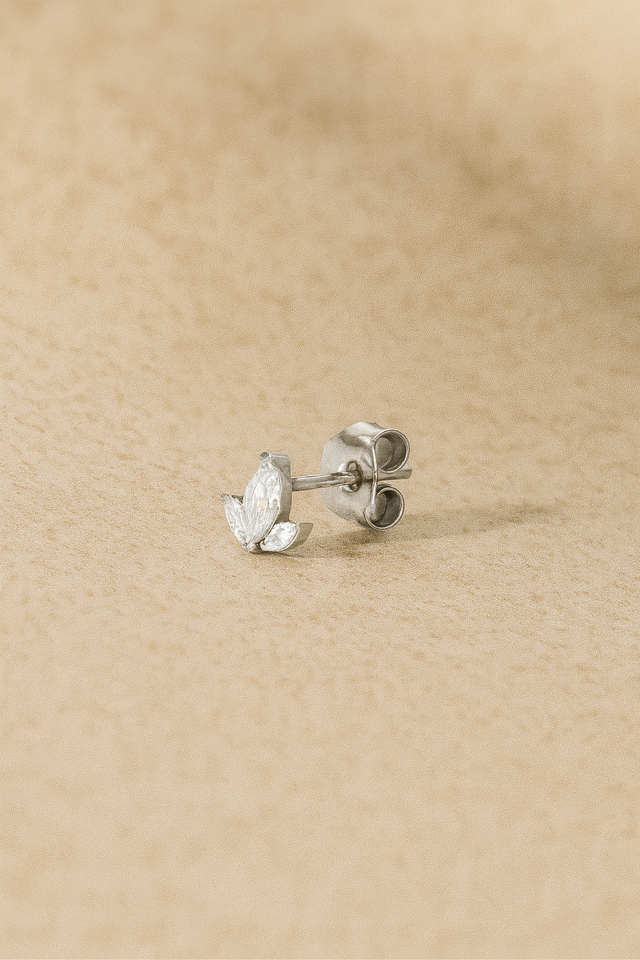 Mini Lotus sterling silver stud earring