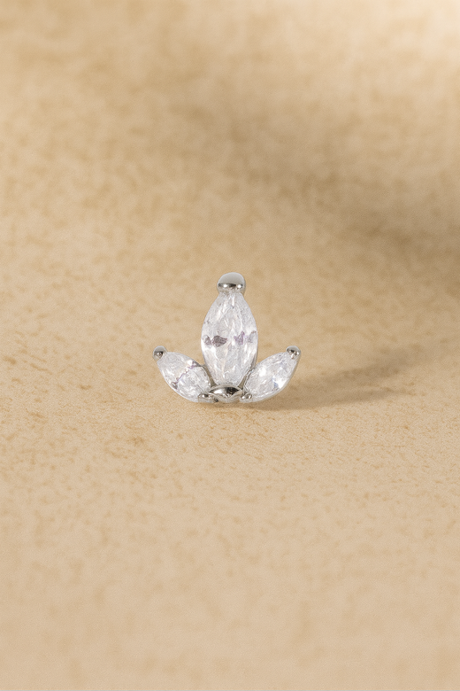 Mini Lotus sterling silver stud earring
