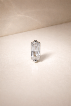 Mini baguette sterling silver stud earring