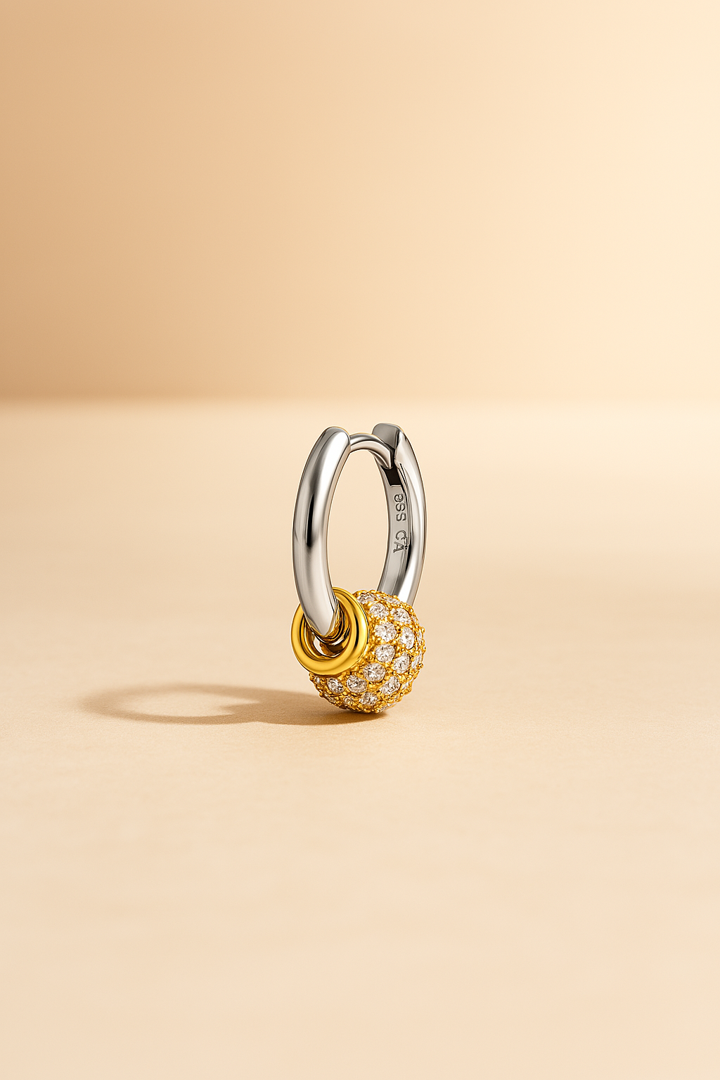 Mira Two-Tone Pave Piercing Huggie