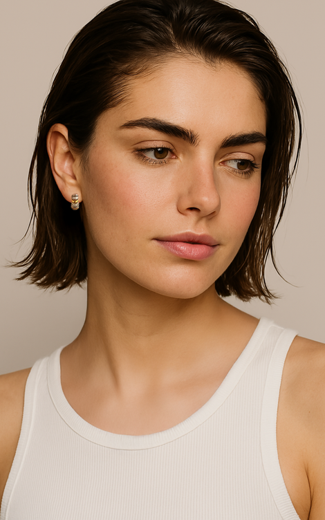 Noor Two-Tone Huggie Earring model