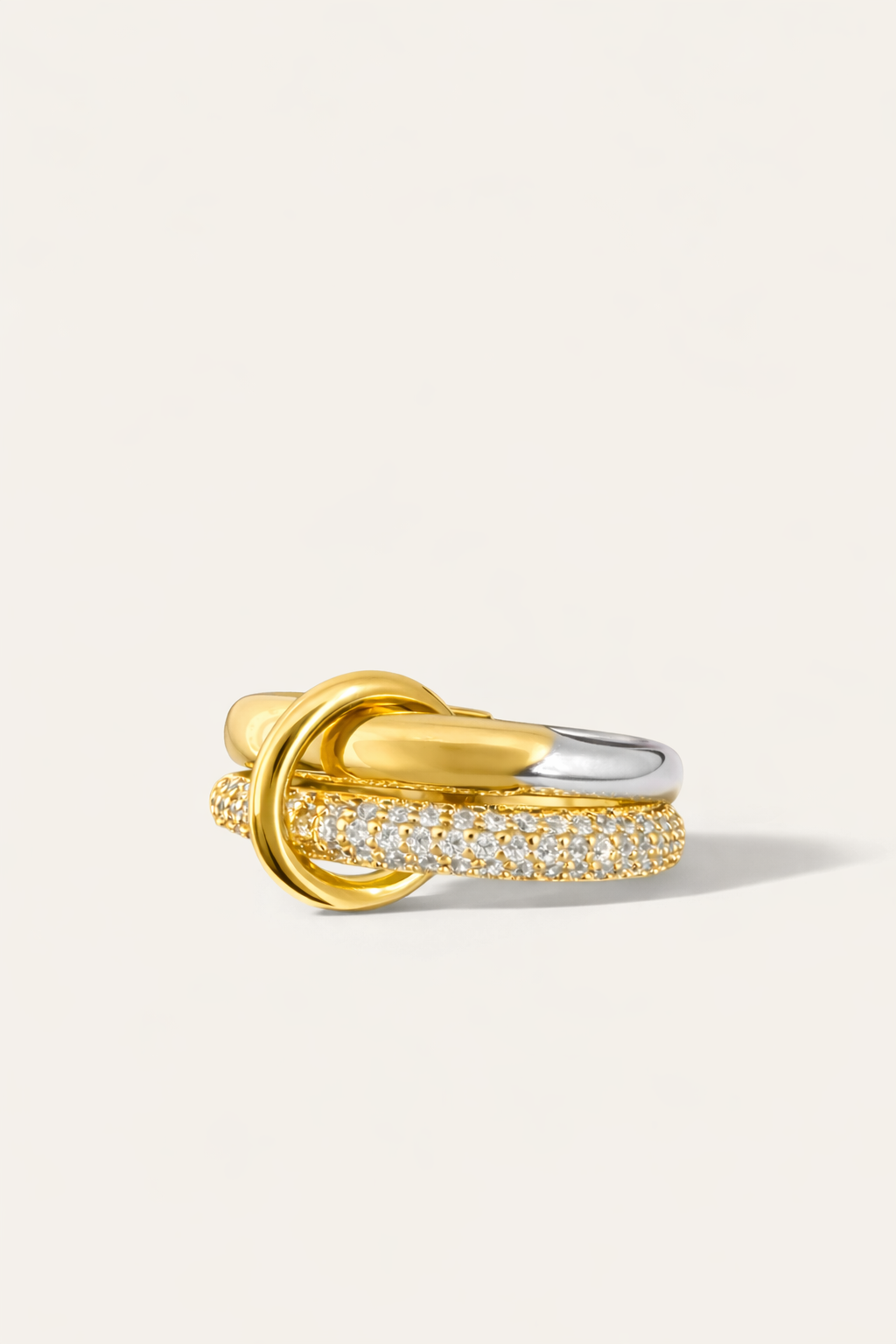 Nora Linked Pavé Ring – Two Tone