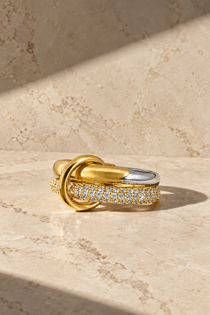 Nora Multi-Band Pavé Ring – Two Tone